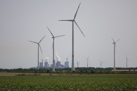 Lignite-fired power plant on the edge of the Garzweiler open-cast lignite mine