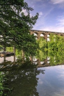 The Enzviaduct railway viaduct over the river Enz in the town of Bietigheim-Bissingen