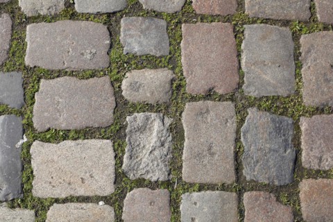 Reddish and grey cobblestones