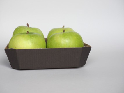 Granny Smith apple fruit food in cardboard basket