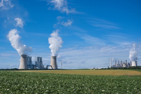 Lignite-fired power plant on the edge of the Garzweiler open-cast lignite mine