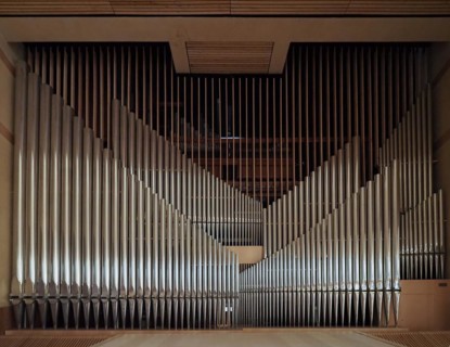 Large church pipe organ keyboard music instrument