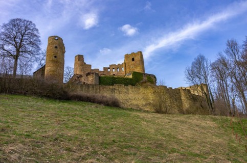 The remains of Frauenstein Castle ruins from the east