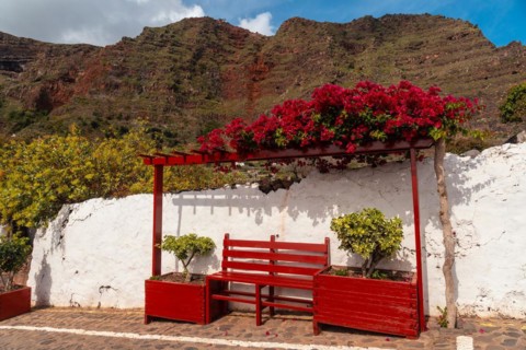 Streets in the village of Agulo in the north of La Gomera in summer