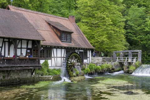 Blautopf with historic hammer mill