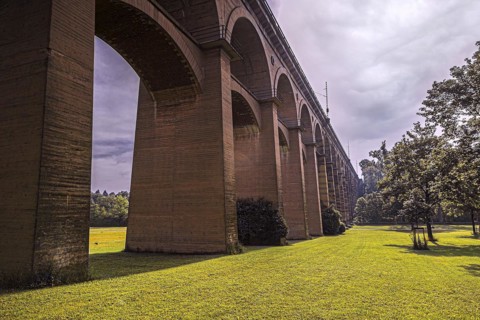 The Enzviaduct railway viaduct over the river Enz in the town of Bietigheim-Bissingen