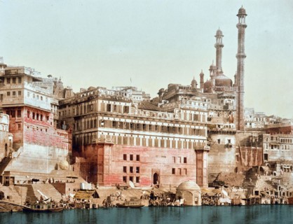 View of the Ghats with Aurangzeb's Mosque in Benares