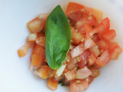 Chopped tomato and basil