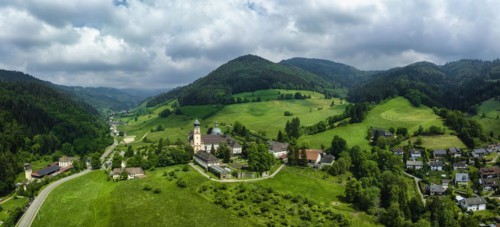 Aerial view of the monastery of Sankt Trudpert