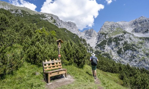Bench and wayside shrine