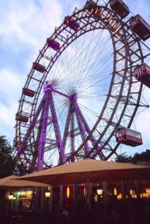 Historic Ferris wheel called Wiener Riesenrad in central public park or Prater park