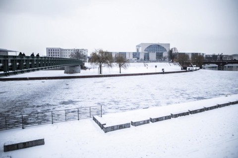 The Federal Chancellery in front of the Federal Government-Laender on the further procedure of the Corona restrictions