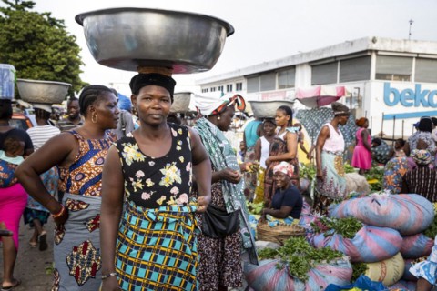 Women at the vegetable market of Lome