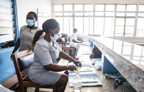 Nurses perform organisational tasks at the Princess Christian Hospital in Sierra Leone