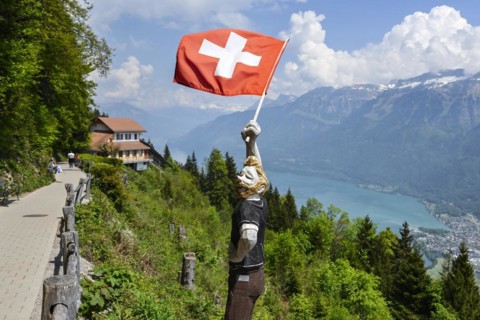Sculpture Flag-waver Viewpoint Harder Kulm