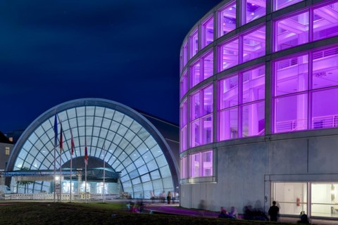 Festival of Lights Bielefeld civic hall illuminated Bielefeld Germany