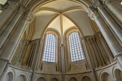 Vezelay labelled les Plus Beaux Villages de France. Architectural details of the nave of Basilica St Mary Magdalene.Unesco World heritage. Morvan regional natural park. Via Lemovicensis way to Santiag...