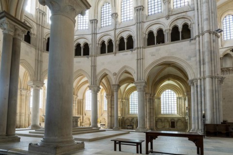 Vezelay labelled les Plus Beaux Villages de France. Architectural details of gothic choir of Basilica St Mary Magdalene.Unesco World heritage. Morvan regional natural park. Via Lemovicensis way to San...