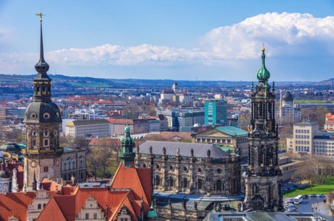 View from the Church of Our Lady to the Residenzschloss and the Catholic Court Church