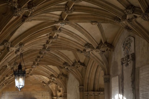Rib-vault ceiling of entrance to the Great Hall of Christ Church College of the Oxford University