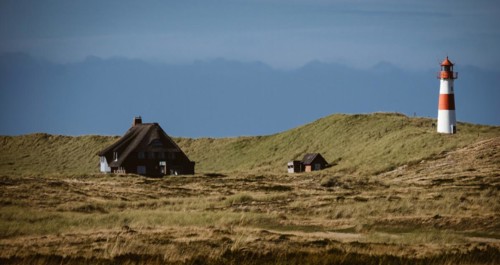 List Ost lighthouse on the eastern beach at the elbow on Sylt