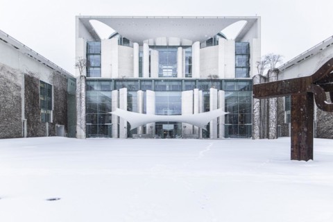 The Federal Chancellery in front of the Federal Government-Laender on the further procedure of the Corona restrictions