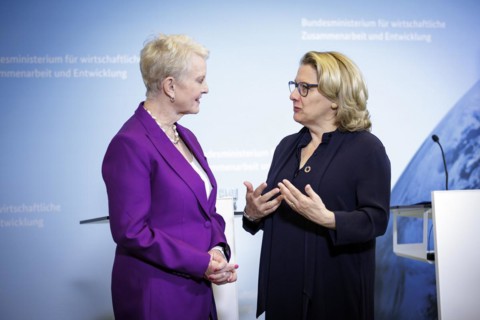 (R-L) Svenja Schulze, Federal Minister for Economic Cooperation and Development, and Cindy McCain,
