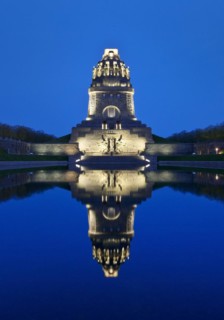 Illuminated Monument to the Battle of the Nations in the Evening