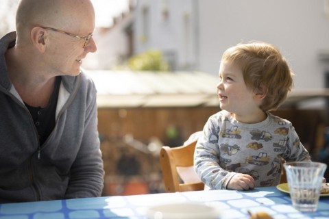 Topic: Grandpa talking to the grandchild. Communication
