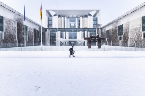 The Federal Chancellery in front of the Federal Government-Laender on the further procedure of the Corona restrictions