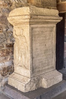 Stone victory altar with inscription and relief
