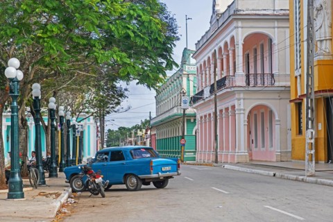 French 1960s classic Peugeot 404 in the city Ciego de Avila on the island Cuba