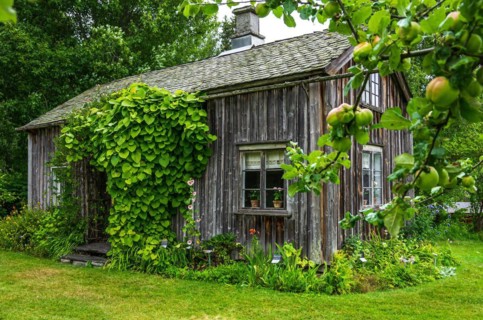 The picturesque herb garden with Kroppefjaell's local history museum and a small cafe is located on the grounds of the former spa park