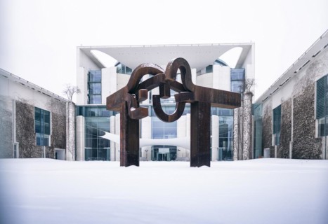 Federal Chancellery in winter in Berlin