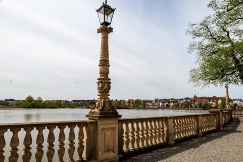 View of the castle lake from the castle island