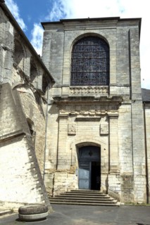 La Charite-sur-Loire. Entrance of Notre-Dame church labelled Unesco world heritage site. Nievre department. Bourgogne-Franche-Comte. France