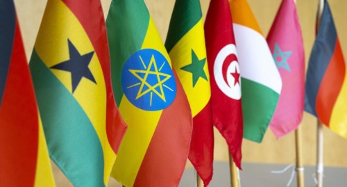 Flags of the African reform partner countries of Germany. f.l. Germany