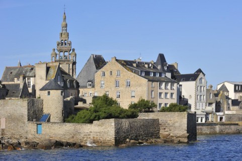 The church Notre-Dame de Croaz Batz seen from the harbour at Roscoff