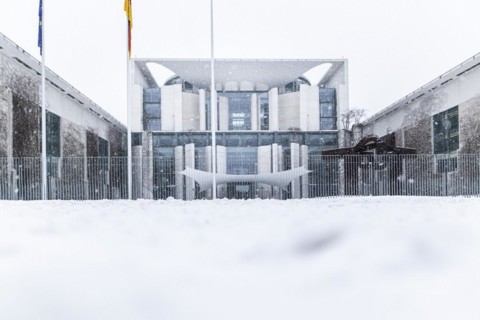 The Federal Chancellery in front of the Federal Government-Laender on the further procedure of the Corona restrictions