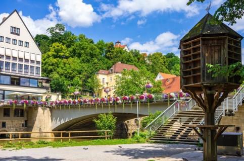 Pigeon tower at the east end of the Neckar Island in Tuebingen