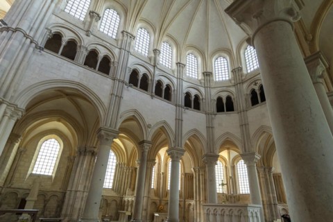 Vezelay labelled les Plus Beaux Villages de France. Architectural details of the nave of Basilica St Mary Magdalene.Unesco World heritage. Morvan regional natural park. Via Lemovicensis way to Santiag...