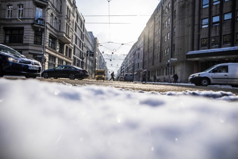 City traffic in winter in Berlin