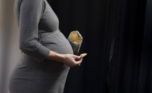 Pregnant woman with chips