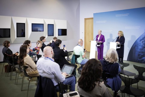 (R-L) Svenja Schulze, Federal Minister for Economic Cooperation and Development, and Cindy McCain,