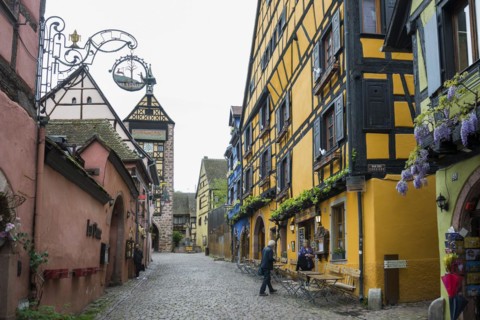 Medieval colourful half-timbered houses