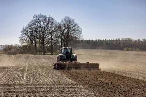 Soil cultivation for maize sowing with tractor Fendt 1050