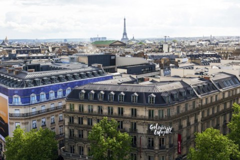 View of Galeries Lafayette and Eiffel Tower