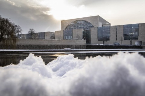 The Federal Chancellery in front of the Federal Government-Laender on the further procedure of the Corona restrictions