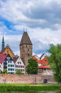 Part of the world-famous Danube front with historic houses of the fishermen's quarter and the Leaning Tower