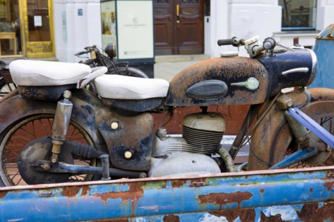 Completely rusted motorbike MZ ES 175 from 1962
